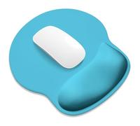 ITNRSIIET Ergonomic Mouse Pad with Wider Memory Foam Wrist Rest +17%, Curved Cushion Reduces Pressure 20%, Pain Relief, Non-Slip, Smooth, Cute Color Desk Accessory, 9.85 x 9 inch, Powder Blue