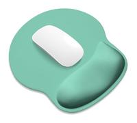 ITNRSIIET Ergonomic Mouse Pad with Wider Memory Foam Wrist Rest +17%, Curved Cushion Reduces Pressure 20%, Pain Relief, Non-Slip, Smooth, Cute Color Desk Accessory, 9.85 x 9 inch, Mint Green