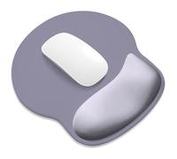 ITNRSIIET Ergonomic Mouse Pad with Wider Memory Foam Wrist Rest +17%, Curved Cushion Reduces Pressure 20%, Pain Relief, Non-Slip, Smooth, Cute Color Desk Accessory, 9.85 x 9 inch, Mist Gray