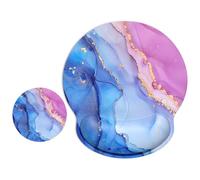 ITNRSIIET Ergonomic Mouse Pad with Wrist Support Wrist Rest Smooth Surface Non-Slip Rubber Base Comfortable Office Supplies Pain Relief, 9.8 x 9.1 inches, Blue Purple Marble Art