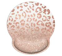 ITNRSIIET Ergonomic Mouse Pad with Wrist Support Wrist Rest Smooth Surface Non-Slip Rubber Base Comfortable Office Supplies Pain Relief,9.8 x 9.1 inches,Rose Gold Leopard Print