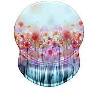 ITNRSIIET Mouse Pad, Ergonomic Mouse Pad with Gel Wrist Rest Support, Gaming Mouse Pad with Lycra Cloth, Non-Slip PU Base for Computer, Laptop, PC, Home, Office & Travel, Flower Art