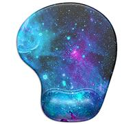 ITNRSIIET Mouse Pad, Ergonomic Mouse Pad with Gel Wrist Rest Support, Gaming Mousepad with Lycra Cloth, Non-Slip PU Base for Gaming Computer, Laptop, Home, Office & Travel,Nebula Galaxy