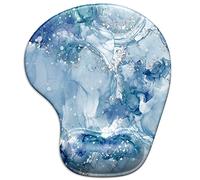 ITNRSIIET Mouse Pad, Ergonomic Mouse Pad with Gel Wrist Rest Support, Gaming Mousepad with Lycra Cloth, Non-Slip PU Base for Gaming Computer, Laptop, Home, Office & Travel,Blue Abstract Marble