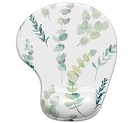 ITNRSIIET Mouse Pad, Ergonomic Mouse Pad with Gel Wrist Rest Support, Gaming Mousepad with Lycra Cloth, Non-Slip PU Base for Gaming Computer, Laptop, Home, Office & Travel,Eucalyptus Branches