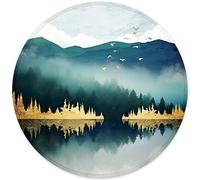 ITNRSIIET Mouse Pad with Stitched Edge, Premium-Textured Mouse Mat Waterproof Non-Slip Rubber Base Round Mousepad for Office Gaming Laptop, Cute Design Desk Accessories, Landscape Forest