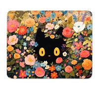 ITNRSIIET Mouse Pad with Stitched Edges, Premium-Textured Mouse Mat Pad, Non-Slip Rubber Base Mousepad for Gaming Laptop Computer & PC 260×210×3mm,Flower Cat