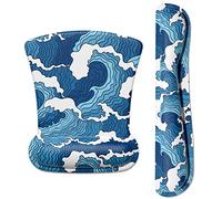 ITNRSIIET Mouse Pad Wrist Support Keyboard Wrist Rest Pad Ergonomic Mousepad Non-Slip Memory Foam Keyboard Pad Easy Typing Pain Relief Perfect for PC Laptop Gaming Office, Japanese Style Waves