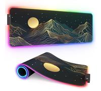 ITNRSIIET RGB Gaming Mouse Pad, Full Desk XL Extended Large Gaming Mousepad, 12 Lighting Modes 30% Thicker Big LED Desk Mat for Gamers,Starry Sky Mountain Moon