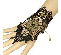 ITODA 1PCS Women Lace Bracelet Gothic Wristband Ring Spider Web Bracelet Black Floral Vampire Bracelets Halloween Party Decor for Women Girls