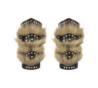 ITODA 2 Pcs Leather Fur Arm Guards Medieval Viking Armour Wristband Adjustable Punk Archer Bracers Gauntlet Renaissance Knight Costume Accessory for Halloween Carnival LARP