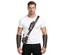 ITODA 2PCS Medieval Leather Costume Accessories Vintage Sword Belt Sheath Holster Retro Punk Knight Arm Guards Viking Warrior Renaissance Cosplay Set for Halloween Carnival LARP
