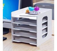 ITODA 5 Tier Desk File Sorter Organizer A4 Paper Storage Unit Wooden Document FolderTray Desktop Tidy Mail Letter Magazine Tray Rack Sheelves Holder Office Stationery Storage Supplies