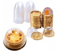 ITODA 50 Pcs Mini Cupcake Boxes Gold Black Cake Packing Boxes Single Cup Cake Dome Box Cupcake Muffin Cookies Holders Mini Cake Box for Muffin Mooncake Cake Macaron