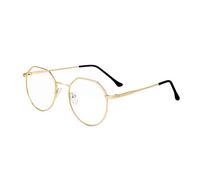 ITODA Blue Light Blocking Glasses Anti Eyestrain UV Glare Gaming Computer Eyeglasses Retro Metal Polygonal Frame Reading Eyewear Lightweight Clear Lens Fake glasses for Men Women Gold