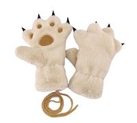 ITODA Cartoon Cat Bear Paw Gloves Plush Animal Paw Gloves Winter Warm Full Fingers Mittens Soft Cold Weather Hand Warmer with String for Christmas Halloween Cosplay Party