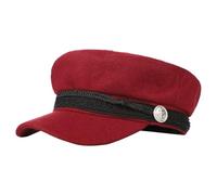 ITODA Chauffeur Hat Vintage Newsboy Caps Retro Flat Top Cap Classic Beret Cap Novelty Taxi Driver Captain Sailor Hat Fancy Dress for Christmas Halloween Role Play Theme Party Red