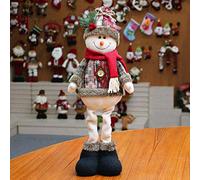 ITODA Christmas Decorations Standing Santa Claus Snowman Reindeer Long Legs Figure Toy Home Table Fireplace Decoration Ornament Party Decor Gifts with Hanging Pendant(48x18cm)