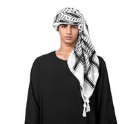ITODA Classic Muslim Shemagh Mens Hijab Shawl Headband Middle East Keffiyeh Large Turban Bandana Headscarf Dubai Saudi Head Scarf Wrap Arabic Scarf Head Cover Cap