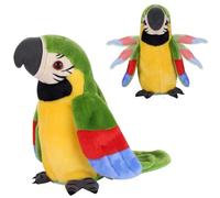ITODA Electric Talking Parrot Plush Toy for Kids, Repeat What You Say Educational Interactive Toy Cute Talking Parrot Toy Doll Waving Wings Electronic Record Bird Toy Xmas Birthday Gifts