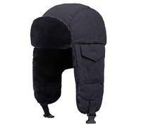 ITODA Faux Fur Trapper Hat Winter Warm Hat Windproof Ski Hats Thermal Ushanka Russian Cossack Hat with Ear Flap for Women Men Outdoor Sports Skiing Snowboarding Cycling Black