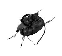 ITODA Feather Fascinators Hat Flower Fascinators Hat Vintage Cocktail Tea Party Headwear Flower Mesh Hair Clip Bridal Headpiece Wedding Church Hats for Women Girls Black