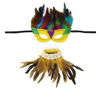 ITODA Feather Mask Scarf Sparkled Eyes Venetian Gothic Ball Party Cosplay Eye Mask Mardi Gras Half Face Masks Carnival Costume Masks for Fancy Dress Halloween Costume Cosplay Party