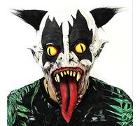 ITODA Halloween Bat Clown Mask Scary Horror Cosplay Mask Latex Wizard Mask with Horn Halloween Carnival Haunted House Parties Supply for Adults