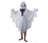 ITODA Halloween Ghost Costume with Full Head Cover Child White Cosplay Robe Horror Costume Outfit Zombie Cloak Spooky Ghastly Ghost Funny Halloween Fancy Dress Party Supplies for Boys Girls