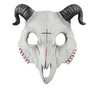 ITODA Halloween Goat Skull Head Mask Scary Ram Horns Animal Mask Gothic Devil Demon Cosplay Masks Fancy Dress Horror Headgear Costume Accessories for Halloween Easter Carnival