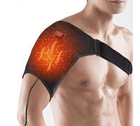 ITODA Heated Shoulder Brace Breathable Shoulder Heating Pad Compression Shoulders Sleeve Women Men Protective Brace with Adjustable Strap for Rotator Cuff Frozen Shoulders AC Joint Pain Relief