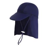 ITODA Kids Breathable Neck Flap Sun Hat Adjustable Kids Legionnaire Hat with Chin Strap Summer Sun Protection Visor Beach Cap for Children Swimming Holidays Water Park Navy Blue