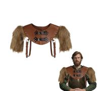 ITODA Medieval Leather Faux Fur Cape Shawl Viking Shoulder Armor Collar Scarf Retro Punk Furry Cloak Shawl Renaissance Warrior LARP Costume for Halloween Carnival Cosplay brown