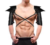 ITODA Medieval PU Leather Shoulder Armor Adjustable Punk Shoulder Pauldron Harness Retro Gothic Viking Knight Armor Fancy Dress Warrior Accessory for Halloween Carnival LARP