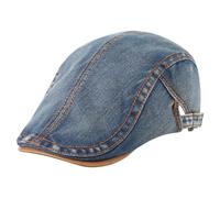 ITODA Men's Flat Cap Denim Newsboy Hat Distressed Ivy Peaky Cap Cabbie Driving Berets Hat Washed Cotton Dad Caps