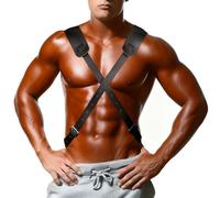 ITODA Men's Leather Half Body Chest Belt Gay Body Belts Adjustable Chest Harness Buckle Straps Belt Rave Costume Men's Party Costumes Sexy Slave Clubwear