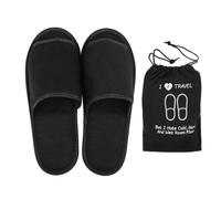 ITODA Portable Travel Slippers Folding Open Toe Sandals Non-Disposable Spa Hotel Slippers Washable Cotton Party Guest Room Indoor Shoes Women Men Business Anti-skid Trip Flight Slipper