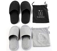 ITODA Portable Travel Slippers Folding Open Toe Sandals Non-Disposable Spa Hotel Slippers Washable Cotton Party Guest Room Indoor Shoes Women Men Business Anti-skid Trip Flight Slipper