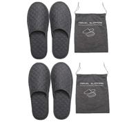 ITODA Portable Travel Slippers Folding Open Toe Sandals Non-Disposable Spa Hotel Slippers Washable Cotton Party Guest Room Indoor Shoes Women Men Business Anti-skid Trip Flight Slippers (2Pcs-Grey)