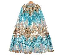 ITODA Princess Cape Sparkling Princess Cloak Sequins Tulle Cape Princesses Dress Up for Halloween Christmas Carnival Birthday Party Cosplay 3-8 Years Old