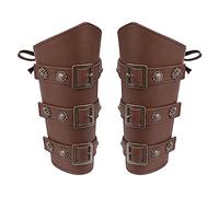 ITODA PU Leather Medieval Arm Guard Knight Gauntlet Armor Wristband Guard Vintage Archer Gauntlet Cosplay Costume Gothic Viking Punk Costume Wide Bracer Arm Cuff(1pcs) (brown(a pair))