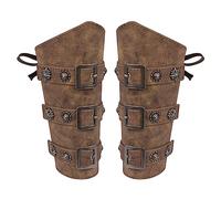 ITODA PU Leather Medieval Arm Guard Knight Gauntlet Armor Wristband Guard Vintage Archer Gauntlet Cosplay Costume Gothic Viking Punk Costume Wide Bracer Arm Cuff (bronze(a pair))