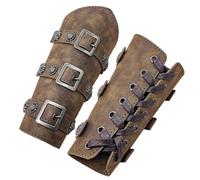 ITODA PU Leather Medieval Viking Arm Guard Knight Gauntlet Armor Bracers Vintage Archer Gauntlet Cosplay Costume Gothic Viking Punk Costume Wide Bracer Arm Cuff