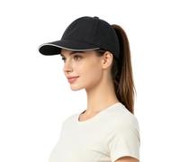 ITODA Quick Drying Criss Cross Baseball Cap Breathable High Bun Ponytail Cap Adjustable Long-Brimmed Trucker Hat Summer Outdoor Sports Hats for Running Cycling Camping Black