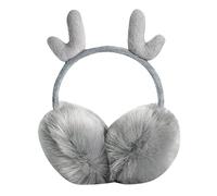 ITODA Soft Faux Fur Earmuffs Cartoon Reindeer Ear Muffs Adjustable Winter Warm Ear Warmers Windproof Full Surround Earlap Thicken Plush Ear Protector for Women Girls