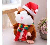ITODA Talking Hamster Figure Funny Repeats What You Say Plush Hamster Oranment with Scarf and Hat Electronic Plush Noding Sound Recording Figure for Christmas Birthday Gift