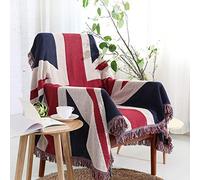 ITODA Union Jack Flag Throw Blanket with Tassels Warm Lightweight Soft Blanket for Sofa Couch Chair Bed Quilt Bedspread Cover Carpet British Flag Travel Rug