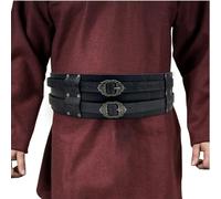 ITODA Viking Wide Belt Adjustable Medieval Knight Belt PU Leather Double Strap Waistband Retro Celtic Knot Embossed Armor Belt for LARP Halloween Costume