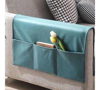 ITODA Waterproof Sofa Armrest Organizer Armchair Hanging Storage Bag Non-Slip Armrest Cover Caddy Sofa Arm Tidy Holder Pocket for TV Remote Magazine Cell Phone Glasses Blue