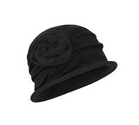 ITODA Women Bucket Hat Winter Vintage Bowler Hats Wool Church Cloche Flapper Hat Leisure Beanie Cap for Ladies Girls Black